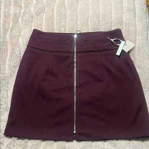 Elegant Burgundy Skirt with Front Zipper